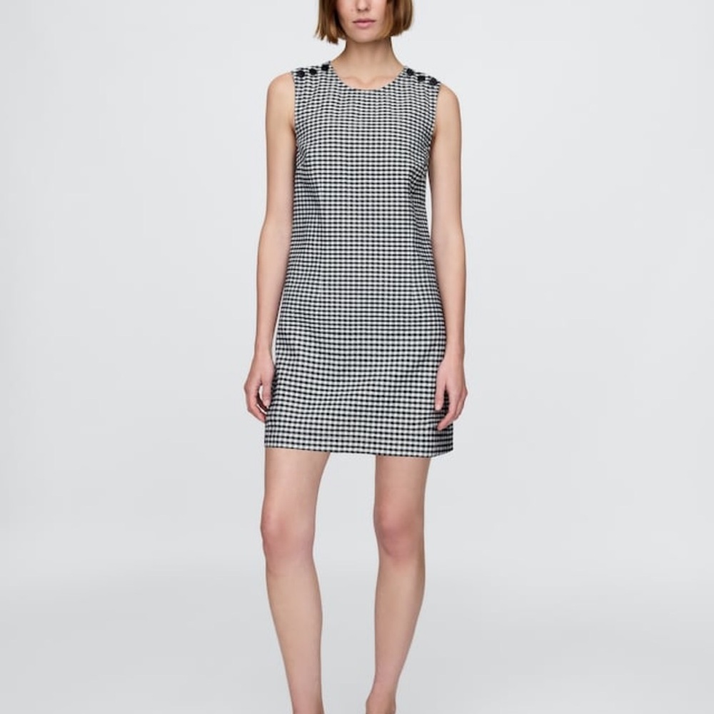 Elegant Black and White Houndstooth Mini Dress